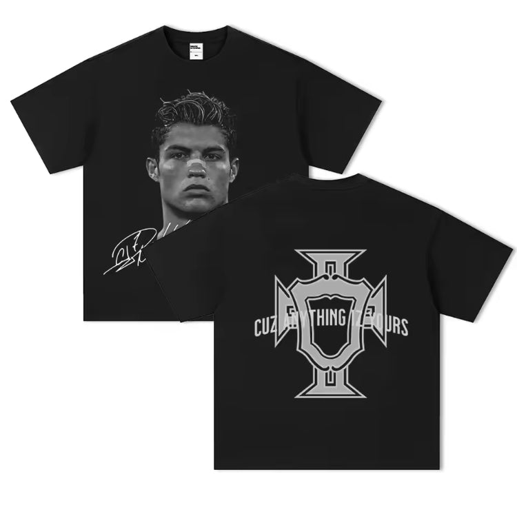 Camiseta Cristiano Ronaldo Portugal Negra 100% Algodón