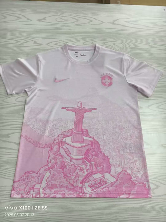 Camiseta Brasil x Cristo Redentor Rosa